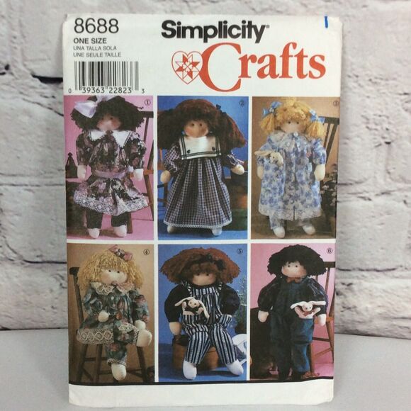 Vtg (2) Simplicity Crafts Sewing Patterns #7142 & 8688 Rag Doll/Bunny & Clothes - Picture 3 of 11